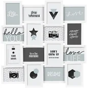 Ramki na zdjęcia - Atmosphera Ramki zdjęcia kolaż 16 elementów kolor biały Atmosphera B013EDLRLK - miniaturka - grafika 1