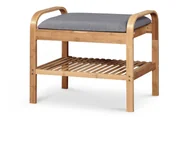 Ławki do przedpokoju - HALMAR ST12 ławka / stojak na buty bambus - popielaty - miniaturka - grafika 1