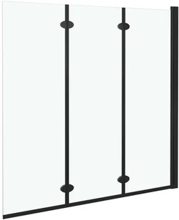 VidaXL Składany parawan nawannowy, 3 panele, ESG, 130x138 cm, czarny 147191         VidaXL - Parawany nawannowe - miniaturka - grafika 4