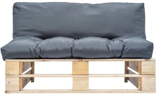 vidaXL Sofa ogrodowa z palet z szarymi poduszkami, sosna FSC - Ławki ogrodowe - miniaturka - grafika 4