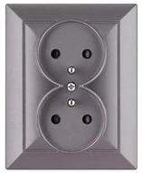 Gniazdka elektryczne - Abex Perła antracyt gniazdo podwójne +0) PT-6P PT-6P-antracyt - miniaturka - grafika 1