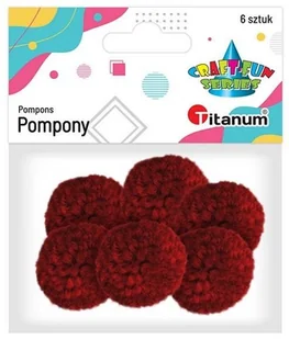 TITANUM Pompony włóczkowe 3cm ciemnoczerwone 6szt - - Masy plastyczne - miniaturka - grafika 2