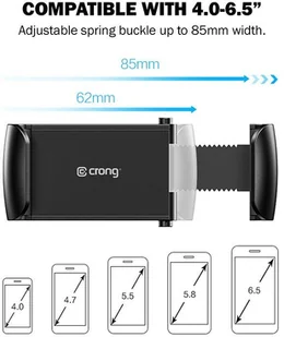 Universal Crong Crong Smart Car Holder Uniwersalny uchwyt samochodowy do telefonu 4"-6,7 czarny) 10_17738 - Uchwyty samochodowe do telefonów - miniaturka - grafika 5