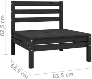 vidaXL 11-cz. zestaw wypoczynkowy do ogrodu, czarny, drewno sosnowe - Meble ogrodowe - miniaturka - grafika 7