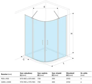 Actima MAZO 90x90 KAEX.3001.1010.9090.LP/KAEX.3001.2D.0400.LP - Kabiny prysznicowe - miniaturka - grafika 3
