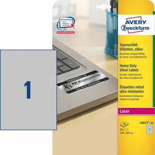 Avery Zweckform Etykiety znamionowe srebrne Zweckform A4 20ark./op. 210x297mm poliestrowe PROMOCJA! AVE-L6013-20 - Etykiety do drukarek - miniaturka - grafika 5