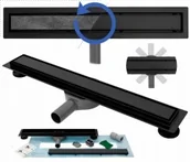 Odpływy liniowe - Rea G8905 Odpływ liniowy + syfon + nóki + mankiet uszczelniający Neo&amp;Pure 600 N PRO Black - miniaturka - grafika 1