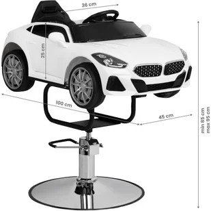 GABBIANO Fotel fryzjerski dziecięcy samochodzik bm biały P138157 - Fotele fryzjerskie - miniaturka - grafika 6