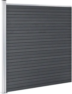 vidaxl Ogrodzenie WPC, 2 panele kwadratowe, 1 skośny, 446x186cm, szare 3053234 - Ogrodzenia - miniaturka - grafika 5