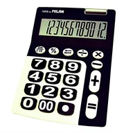 Kalkulatory - MILAN 150912 KBL kalkulator biurkowy, 12 liniowy wyświetlacz, duże przyciski, czarnym i białym 150912KBL - miniaturka - grafika 1
