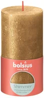 Świece - Bolsius Świeca pieńkowa Rustic Shine złota wys. 13 cm - miniaturka - grafika 1