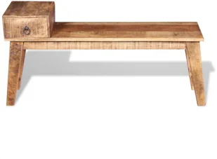 Ławka z szufladą z drewna mangowego 120x36x60cm - Ławki do przedpokoju - miniaturka - grafika 8