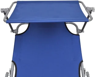 vidaXL Składany leżak z zadaszeniem, niebieski, aluminium - Leżaki ogrodowe - miniaturka - grafika 6