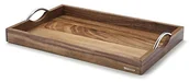 Tace i patery - Continenta taca wykonana z wysokiej jakości drewna akacjowego, z uchwytami metalowymi, do serwowania taca o nadzwyczaj wysokiej jakości, z metalowym emblemat, rozmiar: 53 x 36 x 5 cm, 4867 - miniaturka - grafika 1