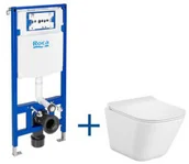 Stelaże i zestawy podtynkowe do WC - Roca A893104510 ZESTAW DUPLO ONE + GAP SQUARE COMPACTO RIMLESS Z DESKĄ - miniaturka - grafika 1