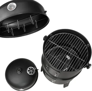 tectake Grill na węgiel drzewny, wędzarnia, parowar 3w1 - czarny 400820 - Grille - miniaturka - grafika 5