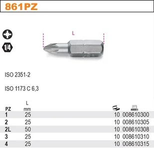 Beta KOŃCÓWKA WKRĘTAKOWA KRZYŻOWA PZ3 866PZ/3 - Klucze i nasadki - miniaturka - grafika 2