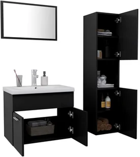 VidaXL Lumarko Zestaw mebli łazienkowych, czarny, płyta wiórowa! 3071694 VidaXL - Meble łazienkowe - miniaturka - grafika 3