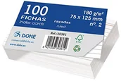 Zakładki indeksujące - DOHE Dohe 30361 opakowanie z 100 fiszkami, papier w linie, biały karton fotograficzny, 180 g, nr 2, 75 x 125 mm 30361 - miniaturka - grafika 1