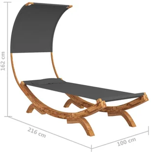 vidaXL Lumarko Hamak z zadaszeniem, 100 x 216 x 162 cm, lite drewno świerkowe! 313945 - Hamaki - miniaturka - grafika 6
