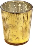 Świeczniki - Insideretail Wtajemniczeni etail 700452  9-12yel Mercury świecznik na podgrzewacze ze szkła, pionowy z folią Distressed Żółty, zestaw od 12, 7 x 5 x 7 cm 700452-9-12YEL - miniaturka - grafika 1