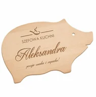 Deski do krojenia - Murrano Deska do krojenia świnka z grawerem dla pary na drewnianą rocznicę śl DSK-SWK-031 - miniaturka - grafika 1