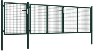 vidaxl Brama ogrodzeniowa, stalowa, 400 x 100 cm, zielona - Ogrodzenia - miniaturka - grafika 3