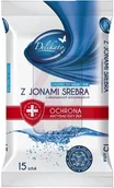 Chusteczki do demakijażu - Delikato Delko chusteczki nawilżane z jonami srebra o właściwościach antybakteryjnych 15 szt - miniaturka - grafika 1