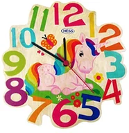 Zegary - Hess Holzspielzeug Hess drewnianych zabawek 30005 lampa ścienna dla dzieci zegar jednorożec wykonana z drewna, średnica 21 cm - miniaturka - grafika 1