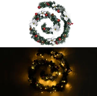 vidaXL Świąteczna girlanda z lampkami LED zielona 2,7 m PVC 320971 - Ozdoby bożonarodzeniowe - miniaturka - grafika 8