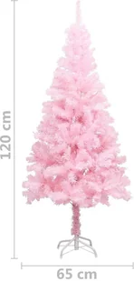 vidaXL Lumarko Sztuczna choinka ze stojakiem, różowa, 120 cm, PVC 329177 - Choinki - miniaturka - grafika 5