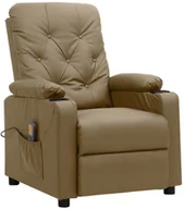Fotele - shumee Rozkładany fotel masujący cappuccino sztuczna skóra - miniaturka - grafika 1