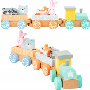 Small Foot Drewniana pastelowa ciuchcia Montessori - Pociągi dla dzieci - miniaturka - grafika 2