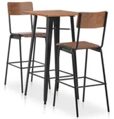 Meblościanki - vidaXL 3-częściowy zestaw barowy, stal, brązowo-czarny - miniaturka - grafika 1