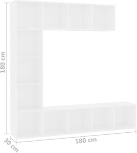 vidaXL 3-cz. regał na książki/ półka pod TV, biała, 180x30x180 cm - Regały - miniaturka - grafika 6