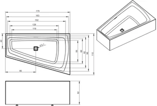 Riho Still Smart Plug&amp;Play wanna asymetryczna lewa z obudową + nóżki 170x110cm BD16 - Wanny z hydromasażem - miniaturka - grafika 2