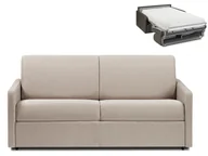 Sofy i kanapy - Vente-Unique 3-osobowa kanapa z ekspresowym mechanizmem rozkładania z tkaniny CALIFE - Kolor: beżowy - Wymiary miejsca do spania: 140 cm - Materac 22 cm - miniaturka - grafika 1