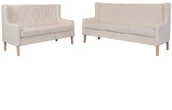 Komplety wypoczynkowe - vidaXL Zestaw 2 sof obitych materiałem, kremowy - miniaturka - grafika 1