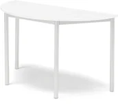 Meble do szkół i przedszkoli - AJ Produkty Stół SONITUS, półokrągły, 1200x600x720 mm, laminat biały, biały - miniaturka - grafika 1