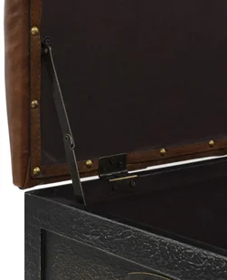 vidaXL Ławka ze schowkiem, lite drewno i sztuczna skóra, 80,5x41x50 cm vidaXL - Ławki do przedpokoju - miniaturka - grafika 7