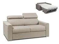 Sofy i kanapy - Vente-Unique 2-osobowa kanapa z ekspresowym mechanizmem rozkładania z tkaniny VIZIR - Kolor: beżowy - Miejsce do spania: 120 cm - Materac 14 cm - miniaturka - grafika 1