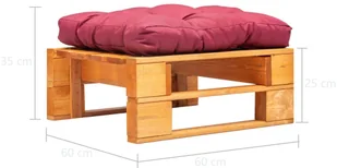 vidaXL Ogrodowy puf z palet, czerwona poduszka, miodowy brąz, drewno vidaXL - Pozostałe meble ogrodowe - miniaturka - grafika 3