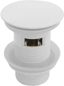 Korki do umywalek - Rea Korek umywalkowy mosiężny klik-klak biały - z otworem przelewowym - miniaturka - grafika 1