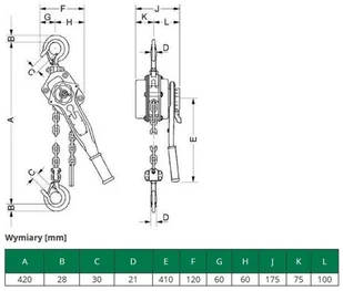 102 RANG Wyciągnik ręczny łańcuchowy z napędem dźwigowym łańcuch ogniwowy udźwig 1500 kg wysokość podnoszenia 1,5 m) 10278668 78668-uniw - Wciągarki - miniaturka - grafika 2