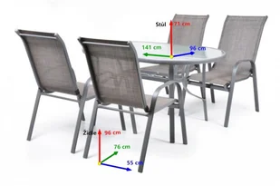 Hecht EKONOMY SET 4 MEBLE OGRODOWE ZESTAW MEBLI OGRODOWYCH STÓŁ + 4 KRZESŁA STAL ALUMINIUM SZKŁO EKONOMY SET 4 MEBLE OGRO - Meble ogrodowe - miniaturka - grafika 2