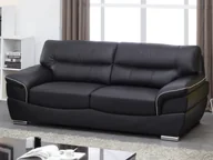 Sofy i kanapy - Vente-Unique Sofa 3-osobowa ze skóry THIBAULT - Czarny - miniaturka - grafika 1
