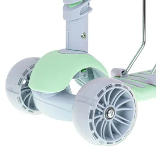 Hulajnoga trójkołowa z siedziskiem balansowa miętowo szara LED KX6625 - Hulajnogi - miniaturka - grafika 12