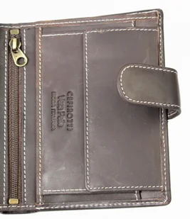 Cefirutti Portfel Męski Skóra Cielęca Duży Pionowy Z Zapięciem Dwa Skrzydełka Pionowy Suwak Matowy HT 7680278-5 - Portfele - miniaturka - grafika 9