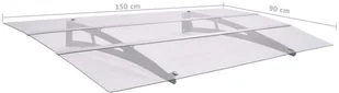 vidaXL Daszek nad drzwi, srebrno-przezroczysty, 150 x 90 cm, PET - Markizy - miniaturka - grafika 6