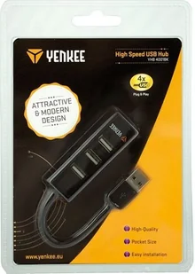 HUB USB Yenkee YHB 4001BK Hub 4 x USB 2.0 Czarny YENKEE 45007826 - Huby USB - miniaturka - grafika 2